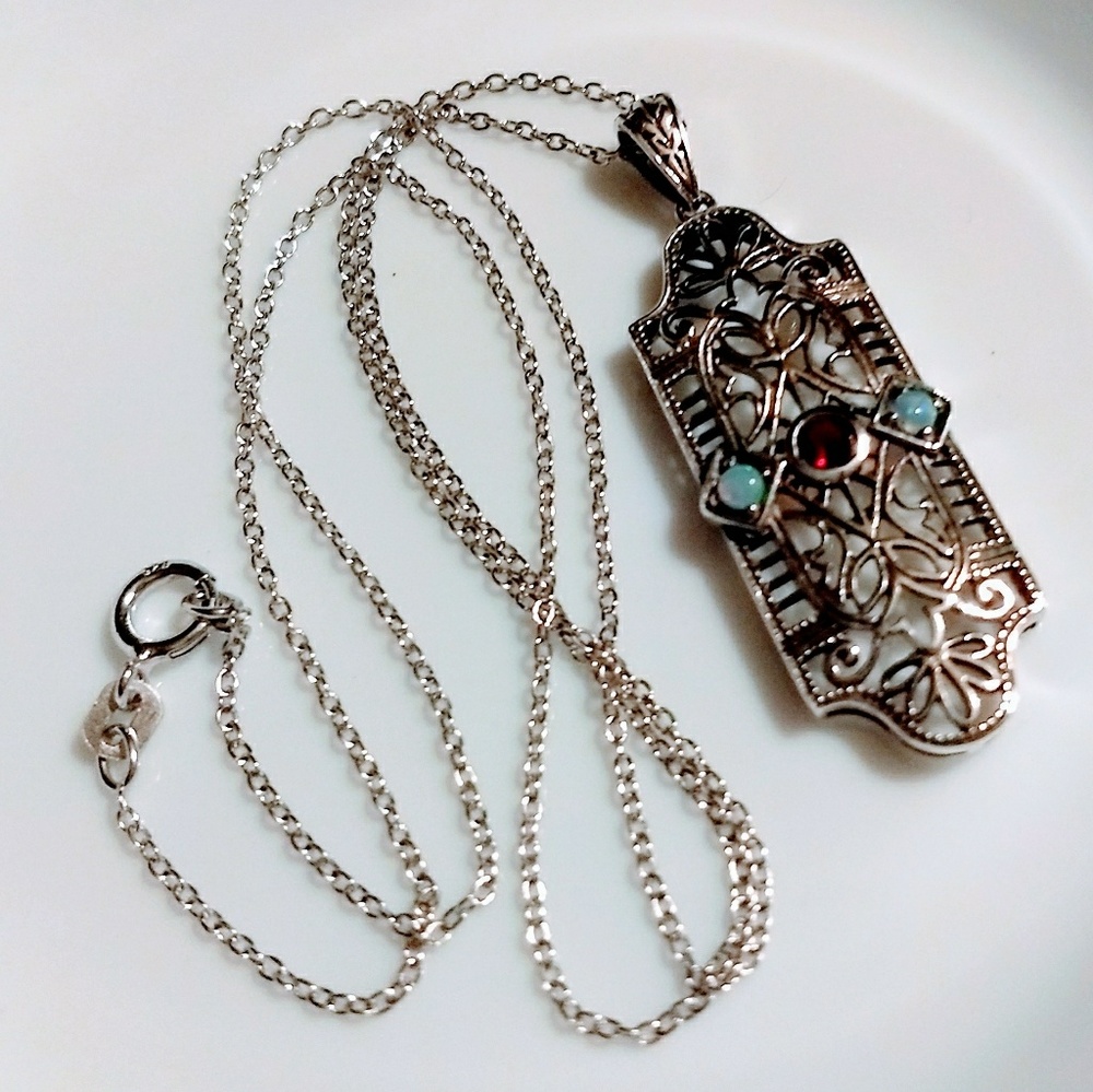 GARNET OPAL .925 STERLING SILVER PENDANT